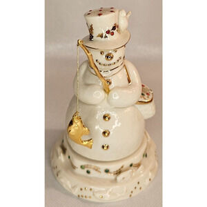 Lenox For The Holidays China Jewels Musical Figurines Fishing Snowman With Box